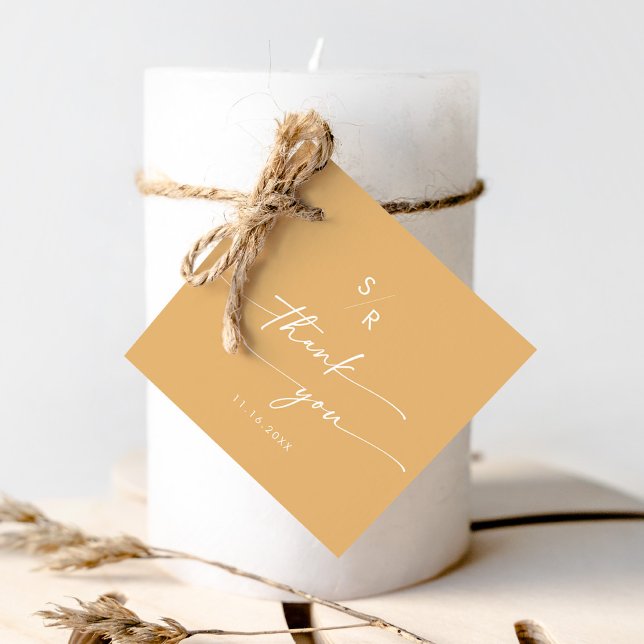 Boho Chic Yellow Marigold Monogram Vielen Dank Geschenkanhänger (Von Creator hochgeladen)