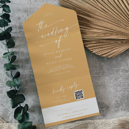 Boho Chic Yellow Marigold QR Code Mail bei Hochzei All In One Einladung