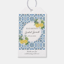 Boho Chic Zitrus Italienische Blaue Fliesen Brautp
