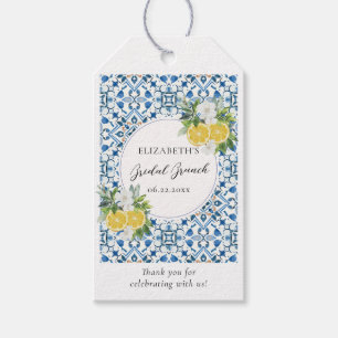 Boho Chic Zitrus Italienische Blaue Fliesen Brautp Geschenkanhänger