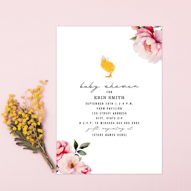 Boho Chick rose Baby shower floral Invitation (Créateur téléchargé)