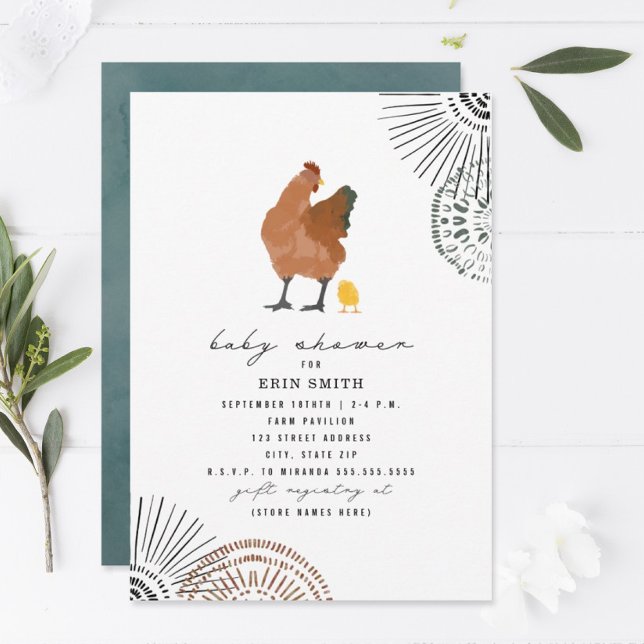 Boho Chicken Mama Baby shower Invitation (Créateur téléchargé)