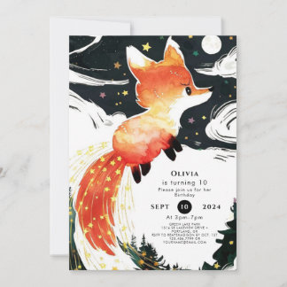 Boho Children's Fox Geburtstag Einladung