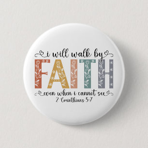 Boho Christian Glaube Bibelvers Blumenmuster Button
