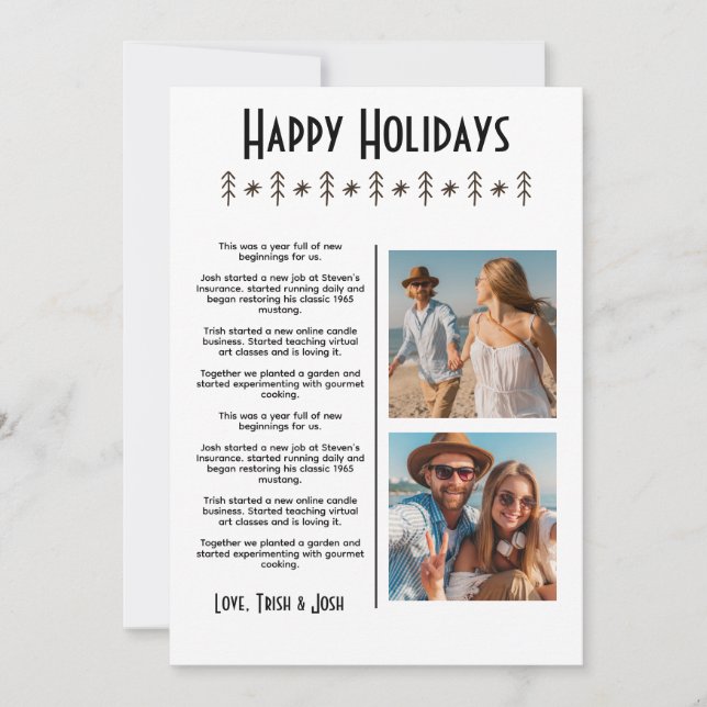 Boho Christmas Card Foto Family Update Letter Ankündigung (Vorderseite)