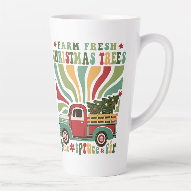 Boho Christmas Farm Fresh Trees Truck Milchtasse (Rechts)