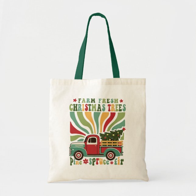 Boho Christmas Farm Fresh Trees Truck Tragetasche (Vorne)