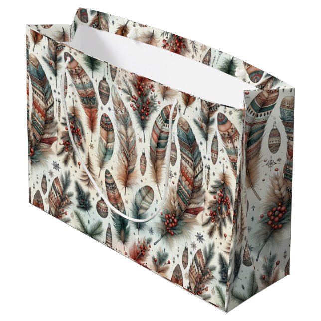 Boho Christmas Große Geschenktüte (Rückseite Schrägansicht)