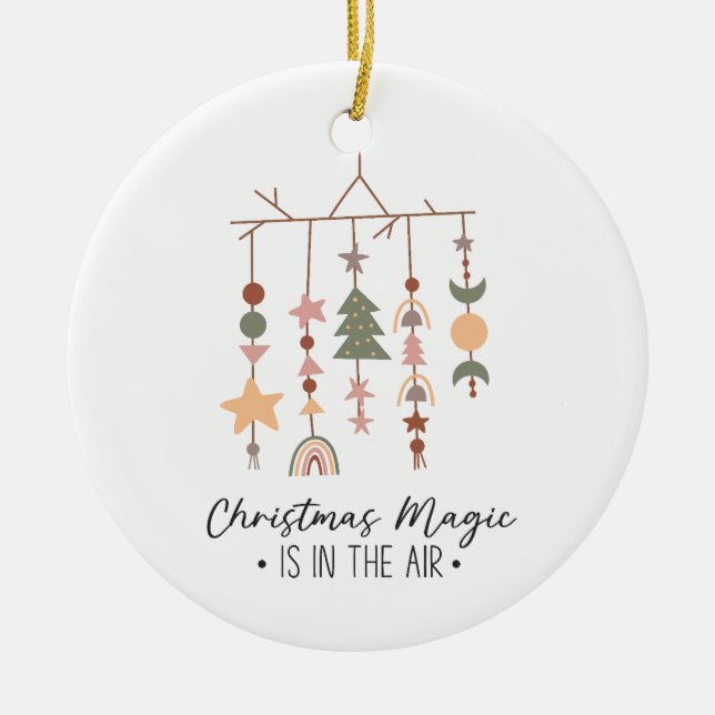 Boho Christmas Magic Festive Holiday Photo Keramik Ornament (Vorne)