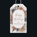 Boho Christmas Personalisiert Geschenkanhänger<br><div class="desc">Hübsche Wasserfarben rustikale boho Stil Geschenke Tags mit einem dekorativen Rahmen aus Sternen,  Baum-Ornamenten und getrockneten Gräsern. Hübsche rustikale,  moderne erdbraune,  Grüntöne und Terrakotta. Vollständige Terrakotta-Farbe auf der Rückseite der Karte.</div>