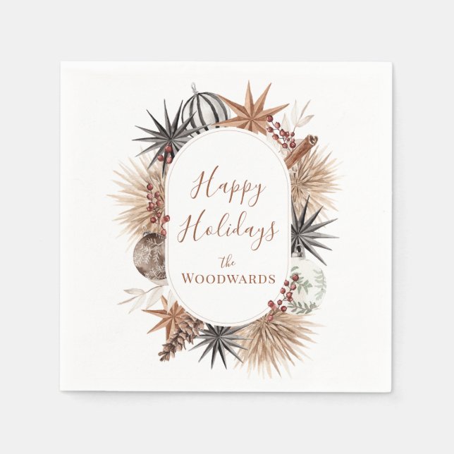 Boho Christmas Personalisiert Serviette (Vorderseite)