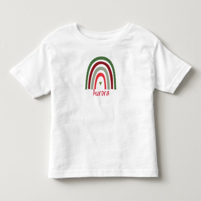 Boho Christmas Rainbow Personalisiert Kleinkind T-shirt (Vorderseite)