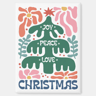 Boho Christmas Tree Joy Peace Liebe Colorful Magnet