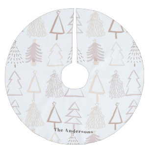 Boho Christmas Tree Muster Dusty Pink Holiday Polyester Weihnachtsbaumdecke