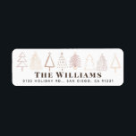 Boho Christmas Trees Weihnachtsansprache<br><div class="desc">Dieses niedliche boho-Adresslabel besticht durch Weihnachtsbäume im Schatten von staubigen rosa auf weißem Hintergrund. Personalisieren Sie es für Ihre Bedürfnisse. In meinem Geschäft finden Sie passende Produkte.</div>