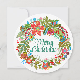 Boho Christmas Wreath Holiday Card Feiertagskarte