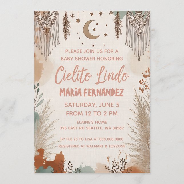 Boho Cielito Lindo Baby Shower Einladung (Vorderseite)