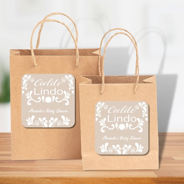 Boho Cielito Lindo Mexican Baby Shower Quadratischer Aufkleber (Von Creator hochgeladen)