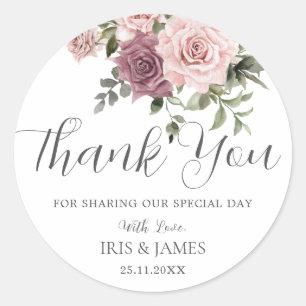 Boho Cinnamon Rose Rosa Gastgeschenk Hochzeit Runder Aufkleber
