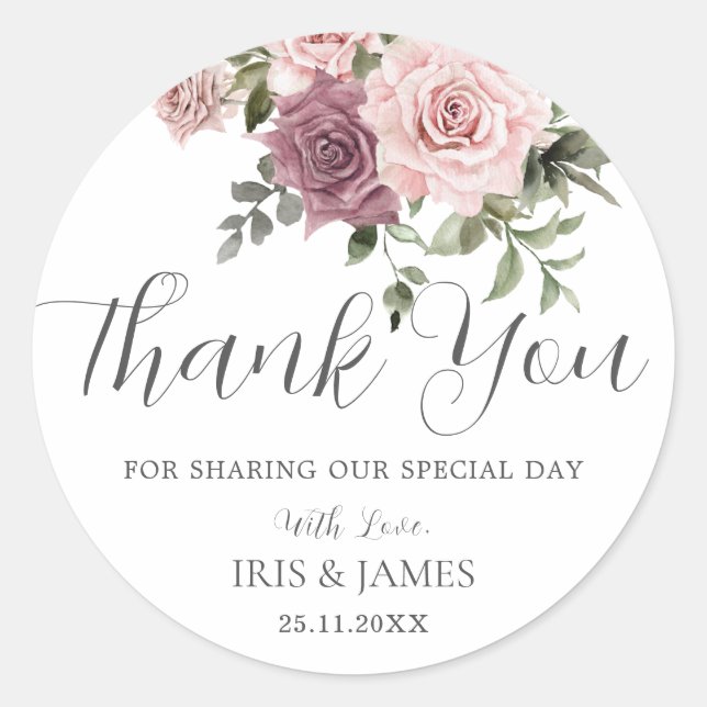 Boho Cinnamon Rose Rosa Gastgeschenk Hochzeit Runder Aufkleber (Vorderseite)