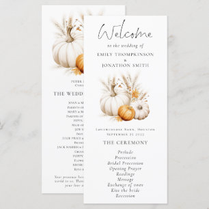 Boho Citrouille Pampas Wedding Programme
