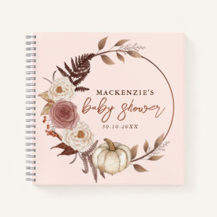 Boho Citrouille rose fille Baby shower livre d'or