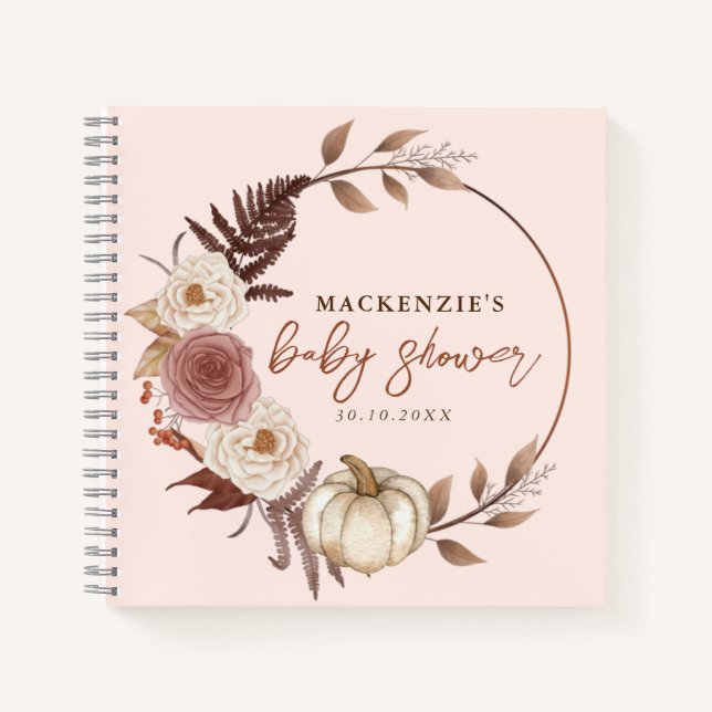 Boho Citrouille rose fille Baby shower livre d'or (Devant)