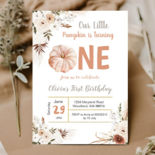 Boho Citrouille Turin Une invitation Anniversaire