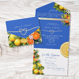 Boho Citrus Lemon Orange Wedding All In One Einladung