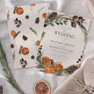 Boho Citrus Rustic Orange Elegant Cinnamon Wedding Einladung