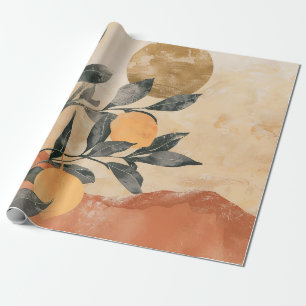 Boho Citrus Tree mit Sonne und Bergen Geschenkpapier