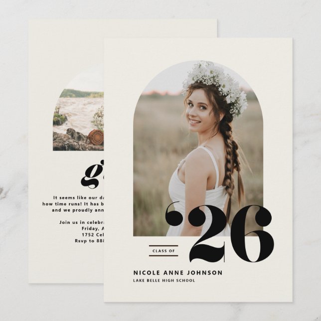Boho Class of 2025 Arch Foto Abschluss Ankündigung (Vorne/Hinten)