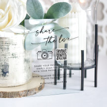 Boho Clear Acrylic Wedding Share the Liebe QR Code
