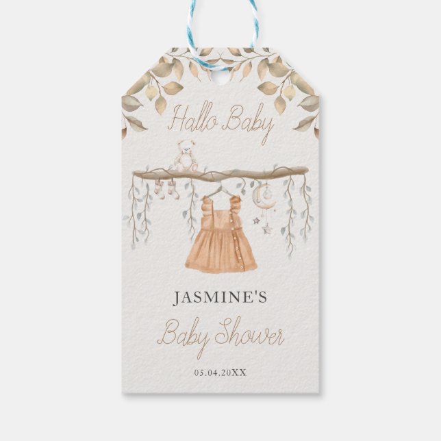 Boho Clothes Girl Baby Dusche Danke Geschenkanhänger (Rückseite)
