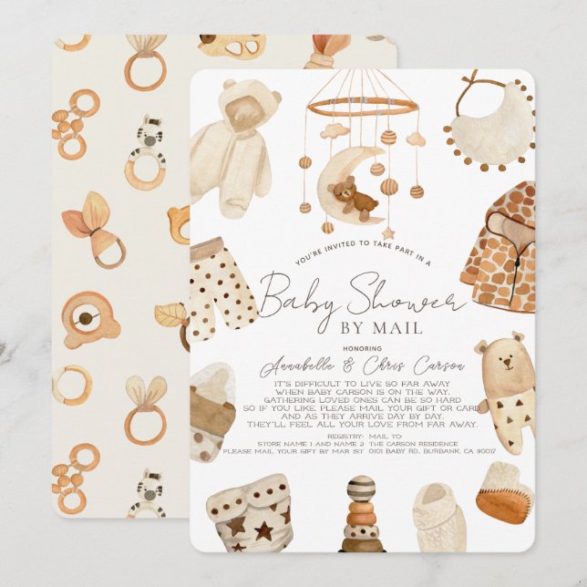 Boho Clothes Kinderzimmer Babydusche von Mail Einladung (Vorne/Hinten)