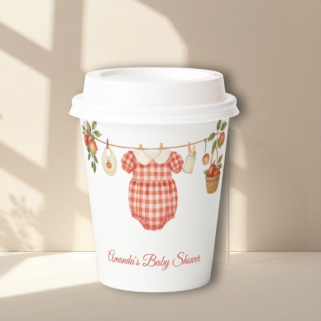 Boho Clothesline Apple Locally Grown Baby Shower Pappbecher (Von Creator hochgeladen)