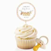 Boho Clothesline Baby Dusche Rundaufkleber