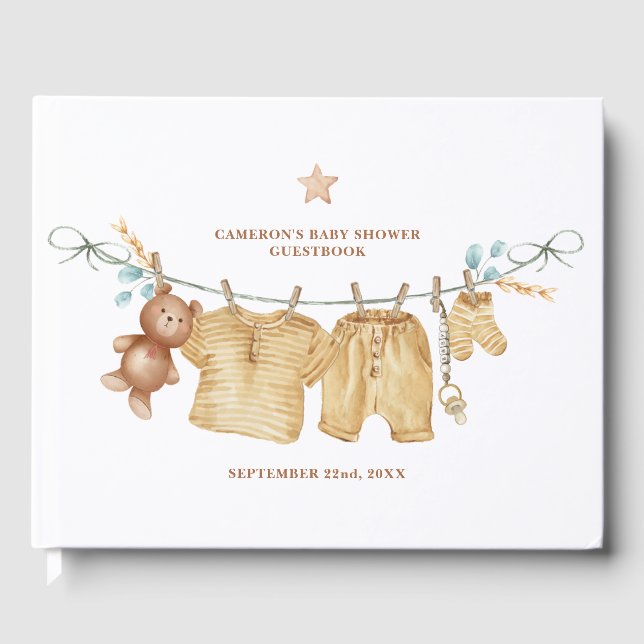 Boho Clothesline Baby Showbook Gästebuch (Vorderseite)