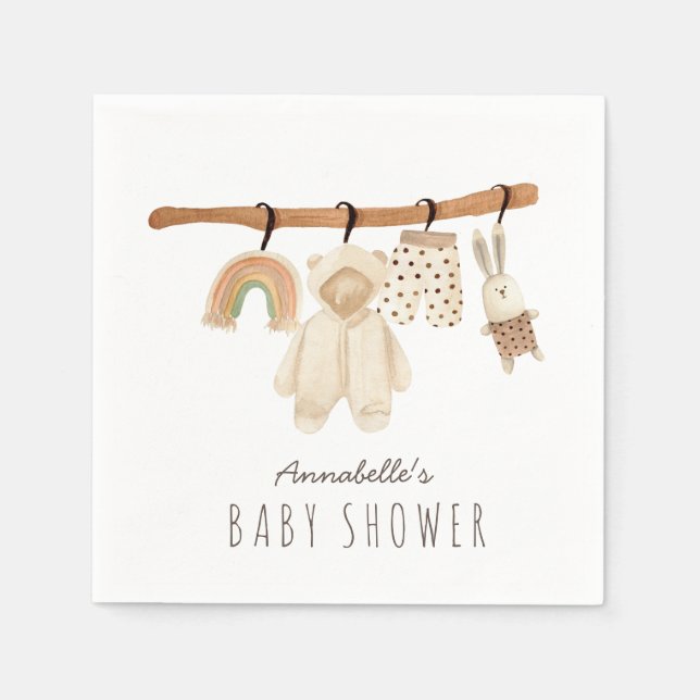 Boho Clothesline Gender-Neutral Baby Dusche Serviette (Vorderseite)