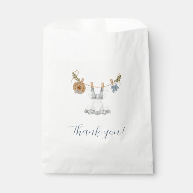 Boho Clothesline Girl blau-weiß Aquarell Geschenktütchen (Vorderseite)