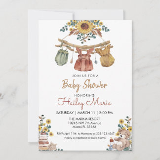 Boho Clothesline Kinderdusche Einladung
