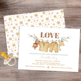 Boho Clothesline Watercolor Babydusche Einladung