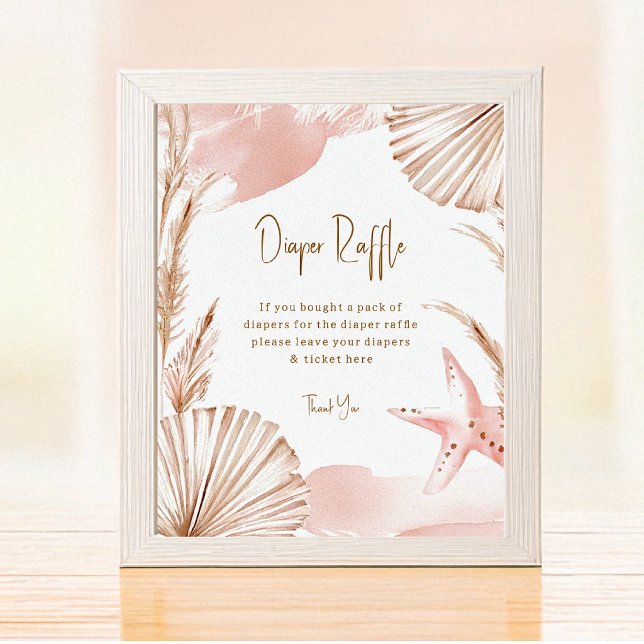 Boho Coastal Windel-Raffle Baby Shower Poster (Von Creator hochgeladen)