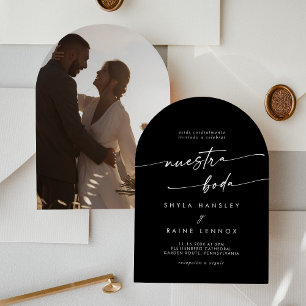 Boho COLOR EDITABLE Foto Arch Spanish Wedding Einladung