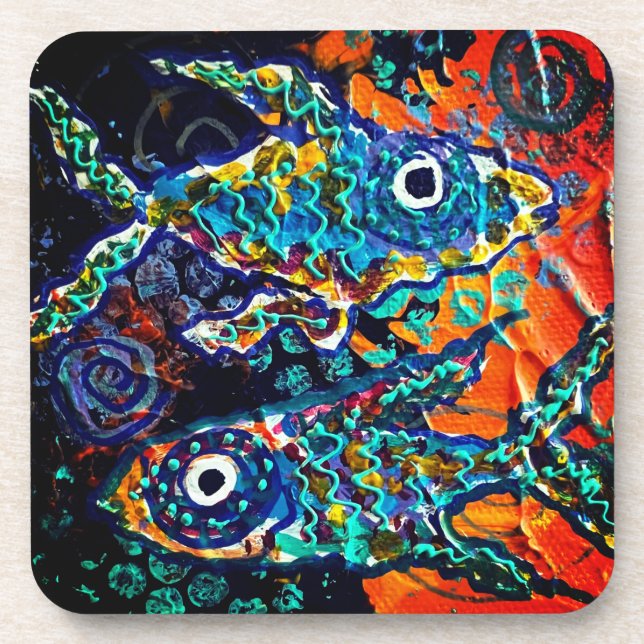 Boho Colorful Fish Coaster set Getränkeuntersetzer (Vorderseite)