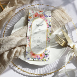 Boho Colorful Fleur sauvage menu Mariage