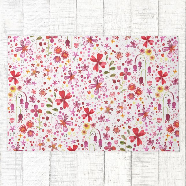 Boho Colorful Floral Water color Fußmatte (Watercolor wildflower floral art doormat)