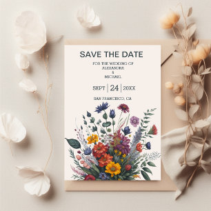 Boho Colorful Watercolor Wildblume Wedding Save The Date