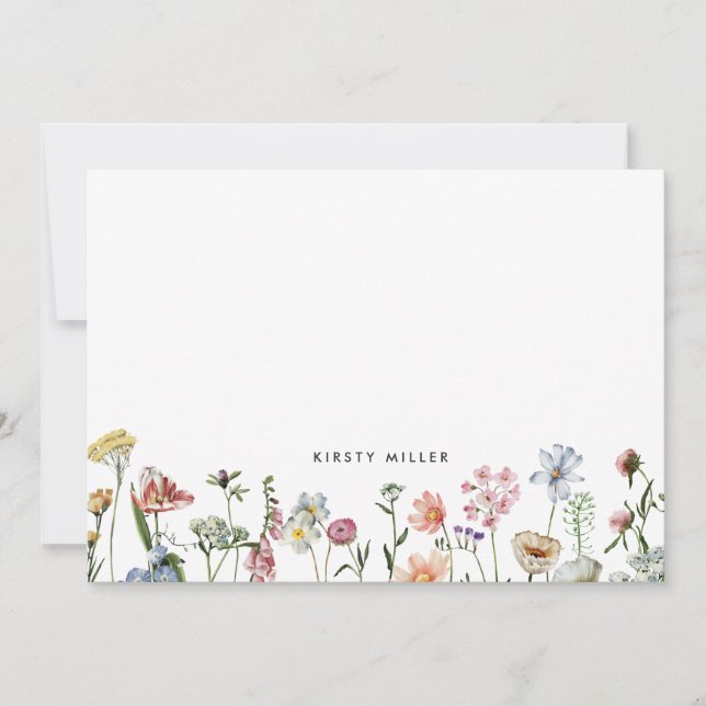 Boho Colorful Wild Blume Personalisiert Stationery Mitteilungskarte (Vorderseite)