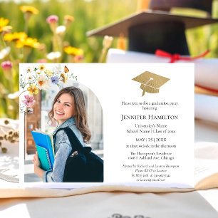 Boho Colorful Wildblume Graduation Party Foto Einladung
